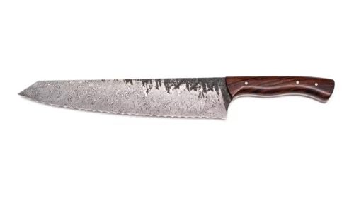 Handgeschmiedetes Brotmesser aus Damaszenerstahl mit 240 Lagen und Holzgriff