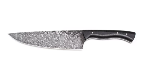 Handgeschmiedetes Kochmesser aus Damaszenerstahl mit 60Lagen und Holzgriff
